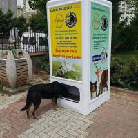 Cabines com ração e água para animais de rua em Istambul.